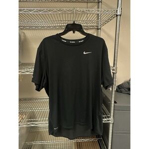 Nike Running Black Mesh Tshirt Breathable Mens XL Extra Large Dri fit reflective